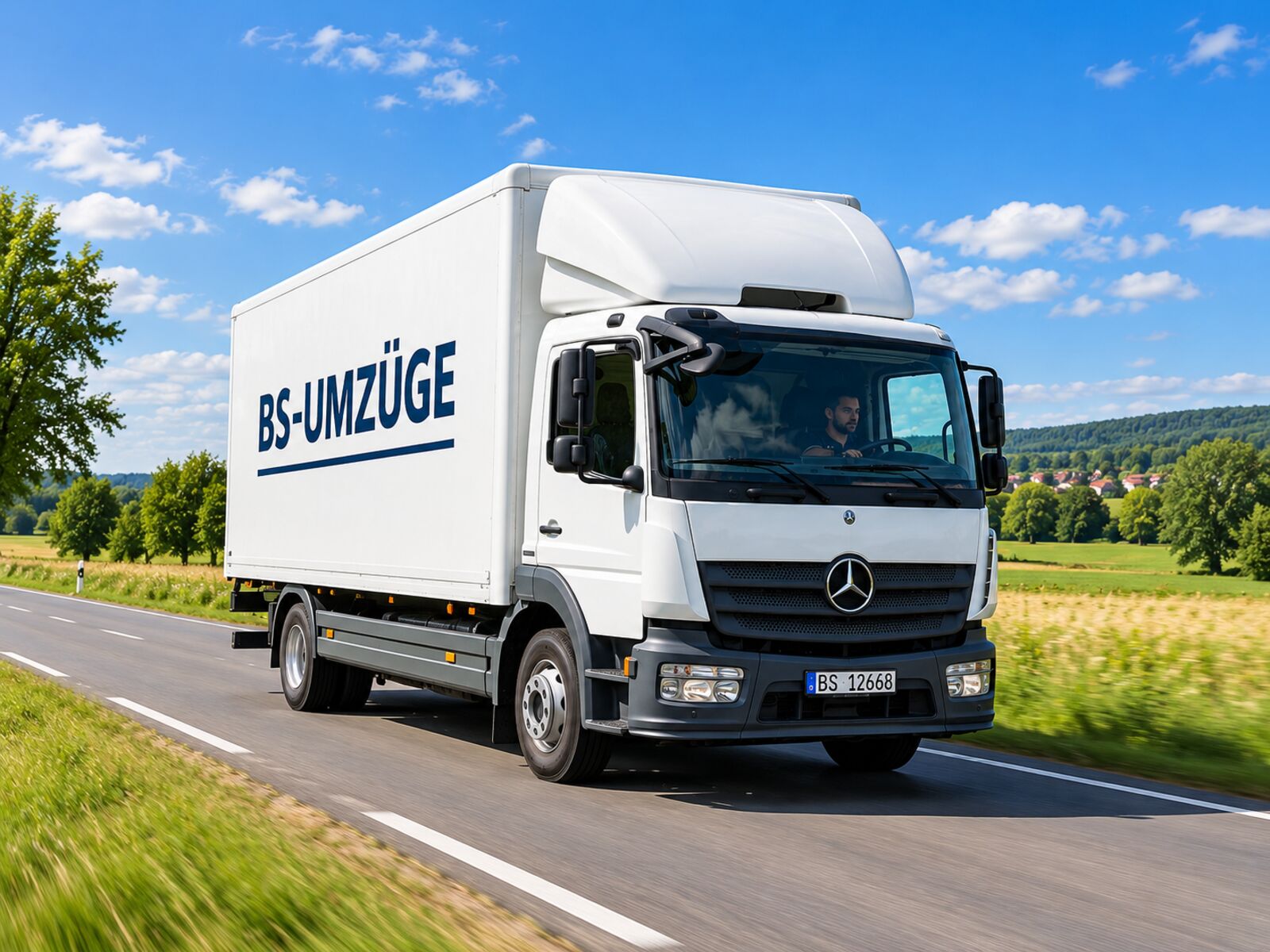 Umzugs-LKW von B&S Umzüge auf der Landstraße